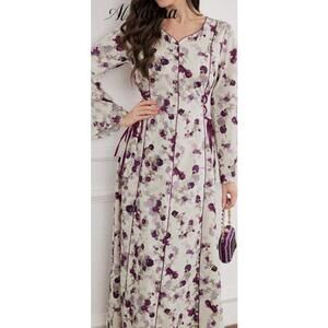 Elegant Floral Long Sleeve Maxi Dress by Najma